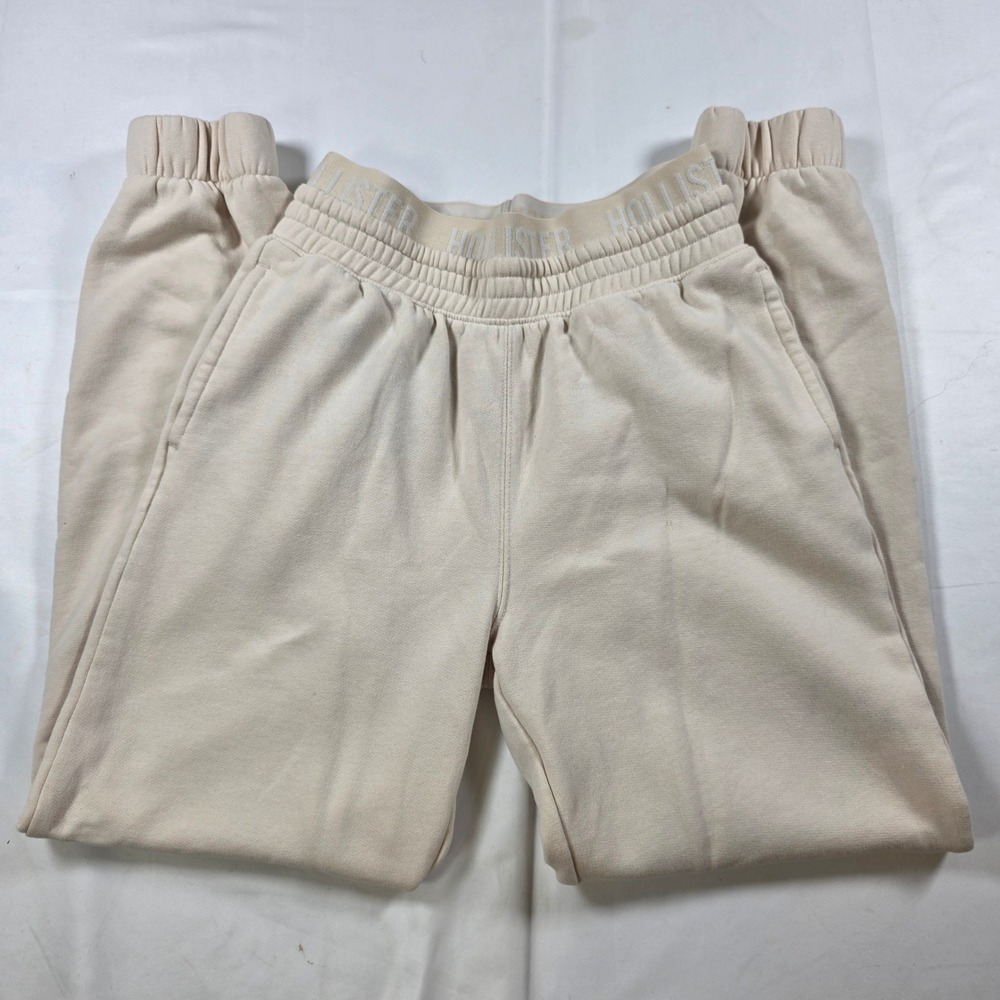 Hollister Ultra High-Rise Jogger Sweatpants Cream Logo Waistband XS
